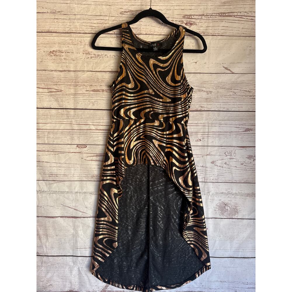 Love Heart Black and Gold Hi-Low Shirt Sz M
